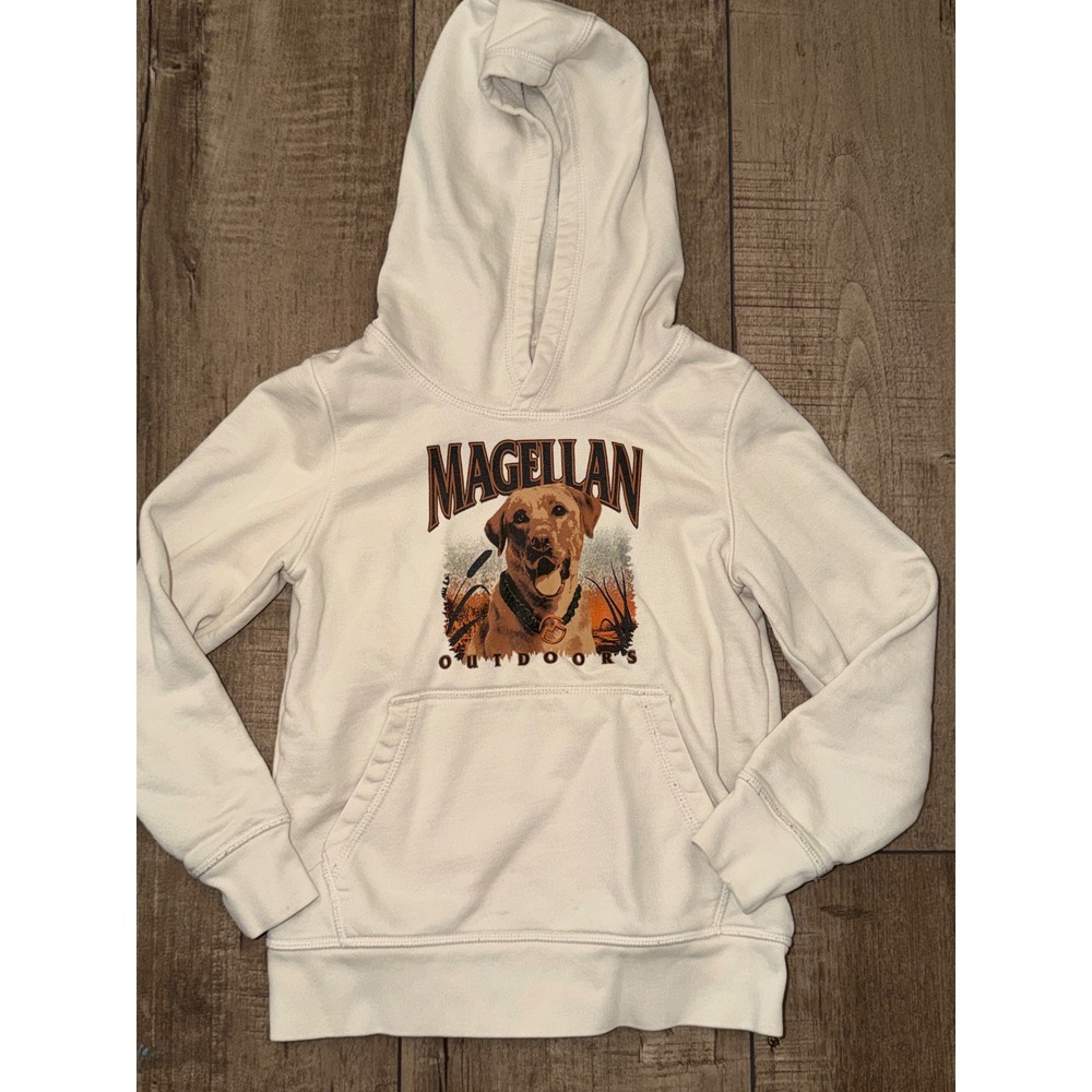 Magellan Outdoors Kids Cream Golden Retriever Dog Graphic Hoodie XS 6-7